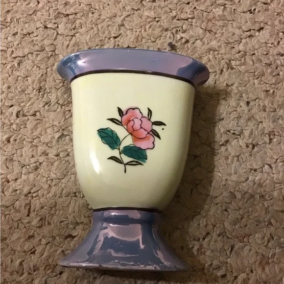 VINTAGE JAPAN LUSTERWARE VASE GUC 1930s DOUBLE SIDED FLORAL DESIGN - Picture 2 of 4
